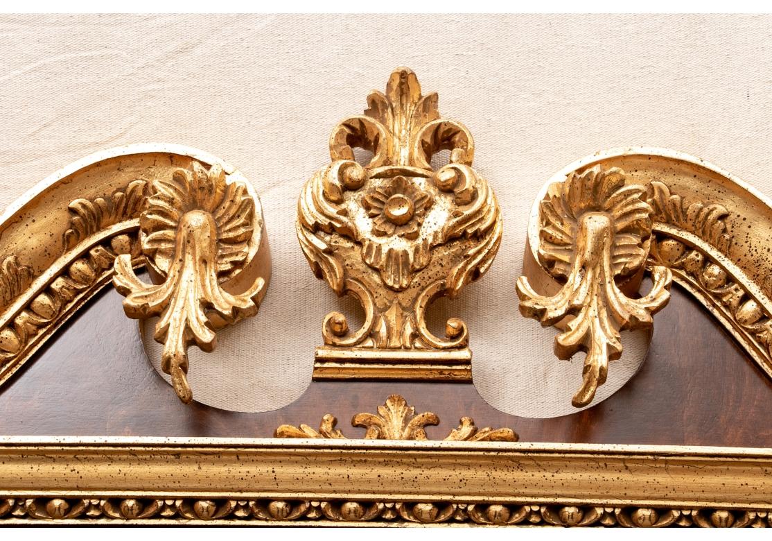 Chippendale Style Italian Mirror Burl Walnut & Gilt Wood Attributed To Labarge For Sale 4