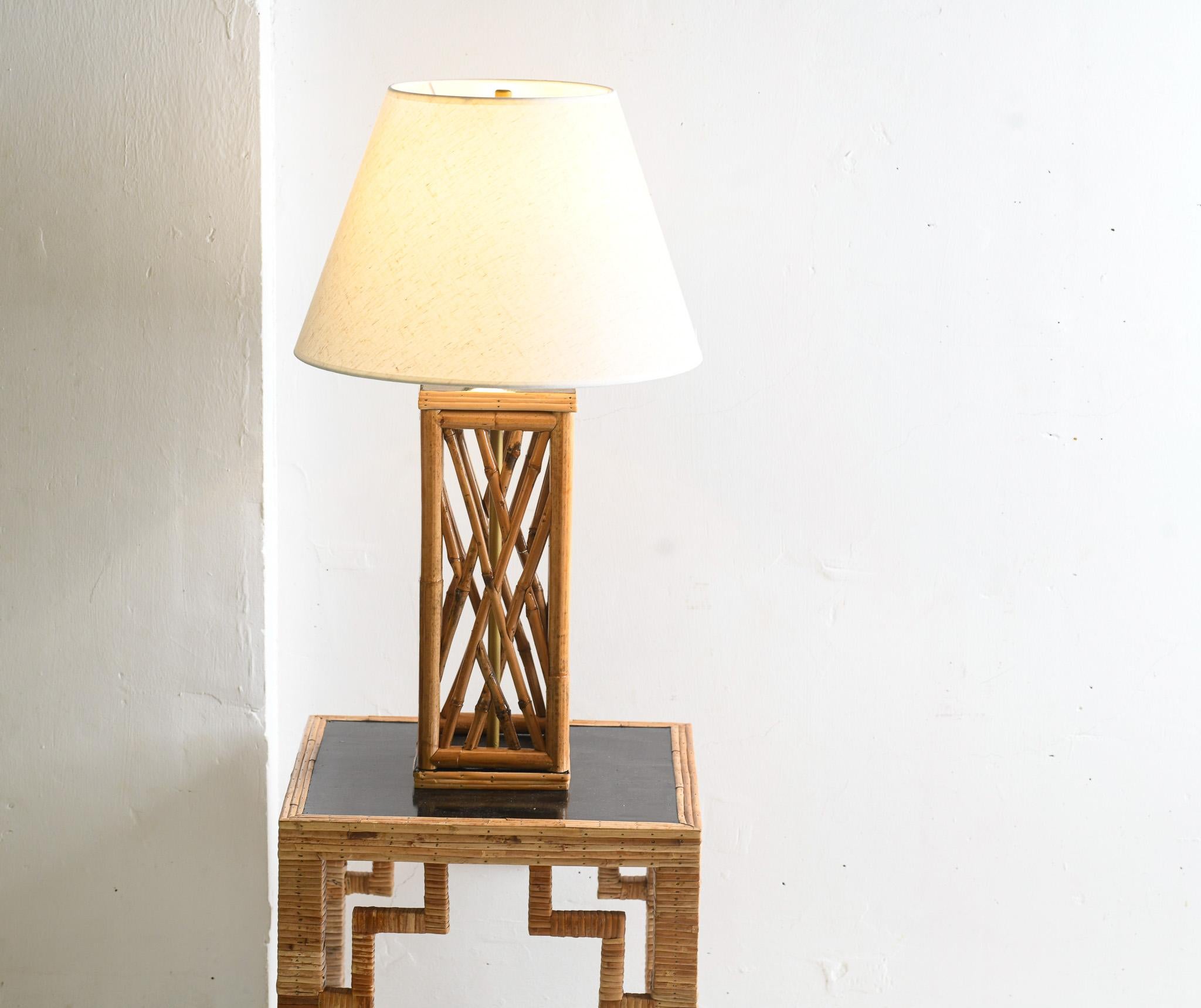 Chippendale Style Lattice Rattan Bamboo Table Lamp In New Condition For Sale In Oxford, GB