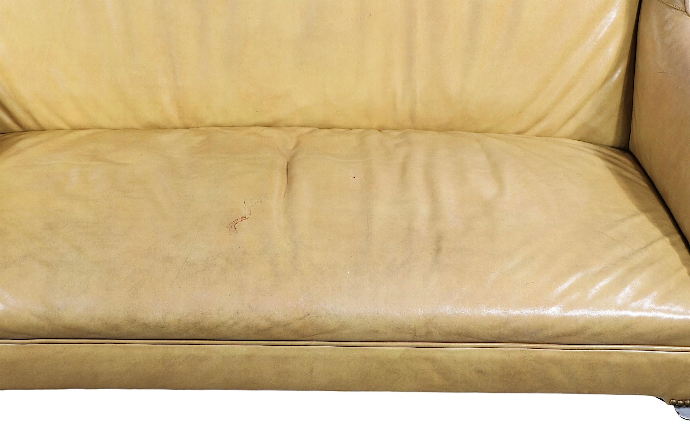 Chippendale Style Leather Loveseat from Ft. William Henry Hotel Lake George N.Y. For Sale 7