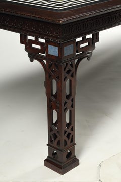 Chippendale Style Library Table with Specimen Marble Top, Late 19th Century