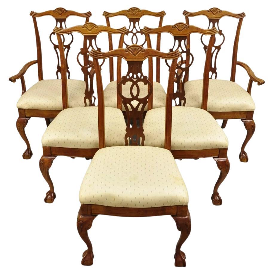 Esszimmerstühle aus Mahagoni im Chippendale-Stil mit Kugel- und Klauenlehne von Henry Link, 6er-Set
