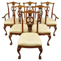 Vintage Chippendale Style Mahogany Ball and Claw Dining Chairs by Henry Link - Set of 6