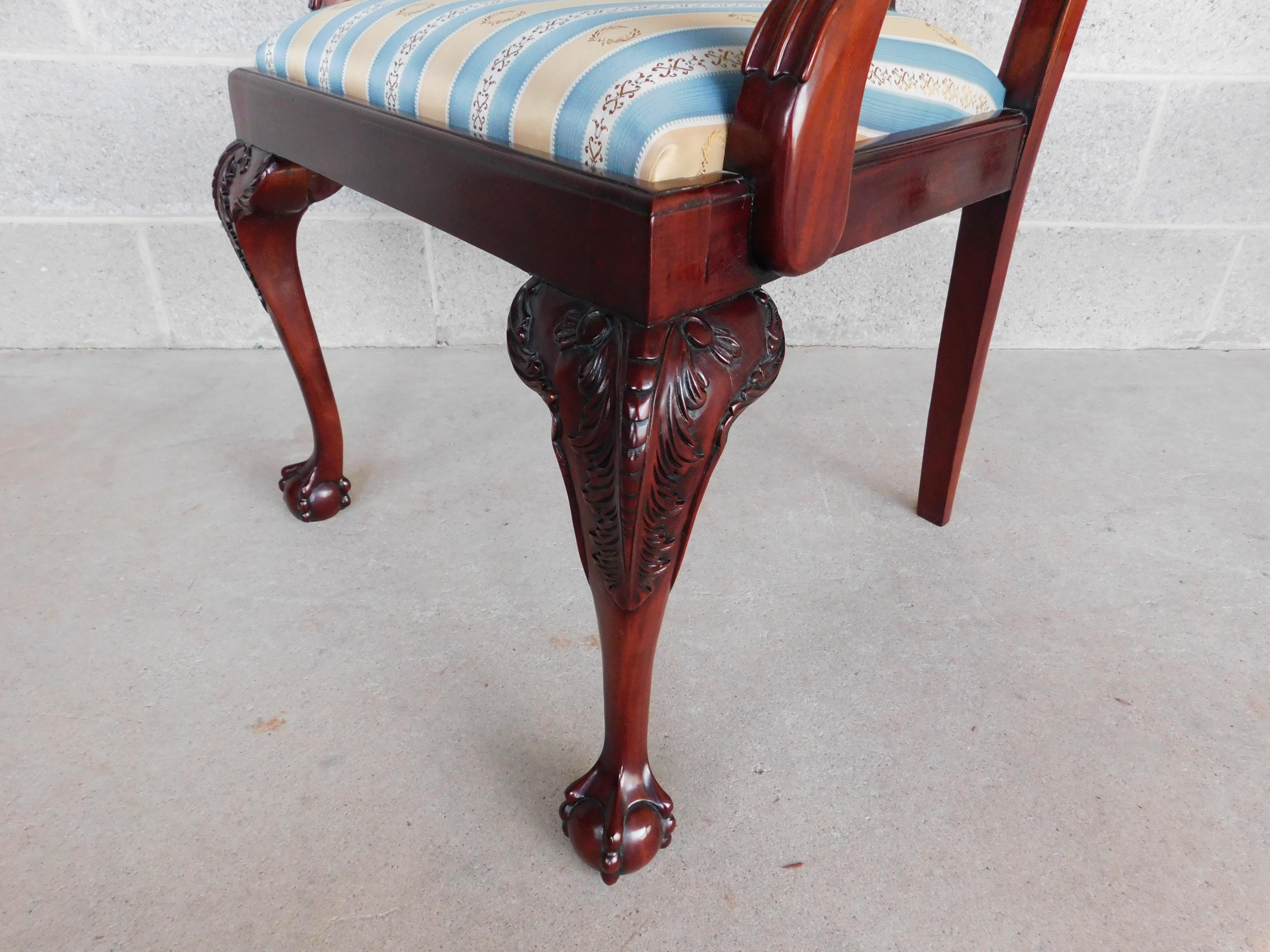 Chippendale Style Mahogany Ball & Claw Foot Set of 8 Dining Chairs 6