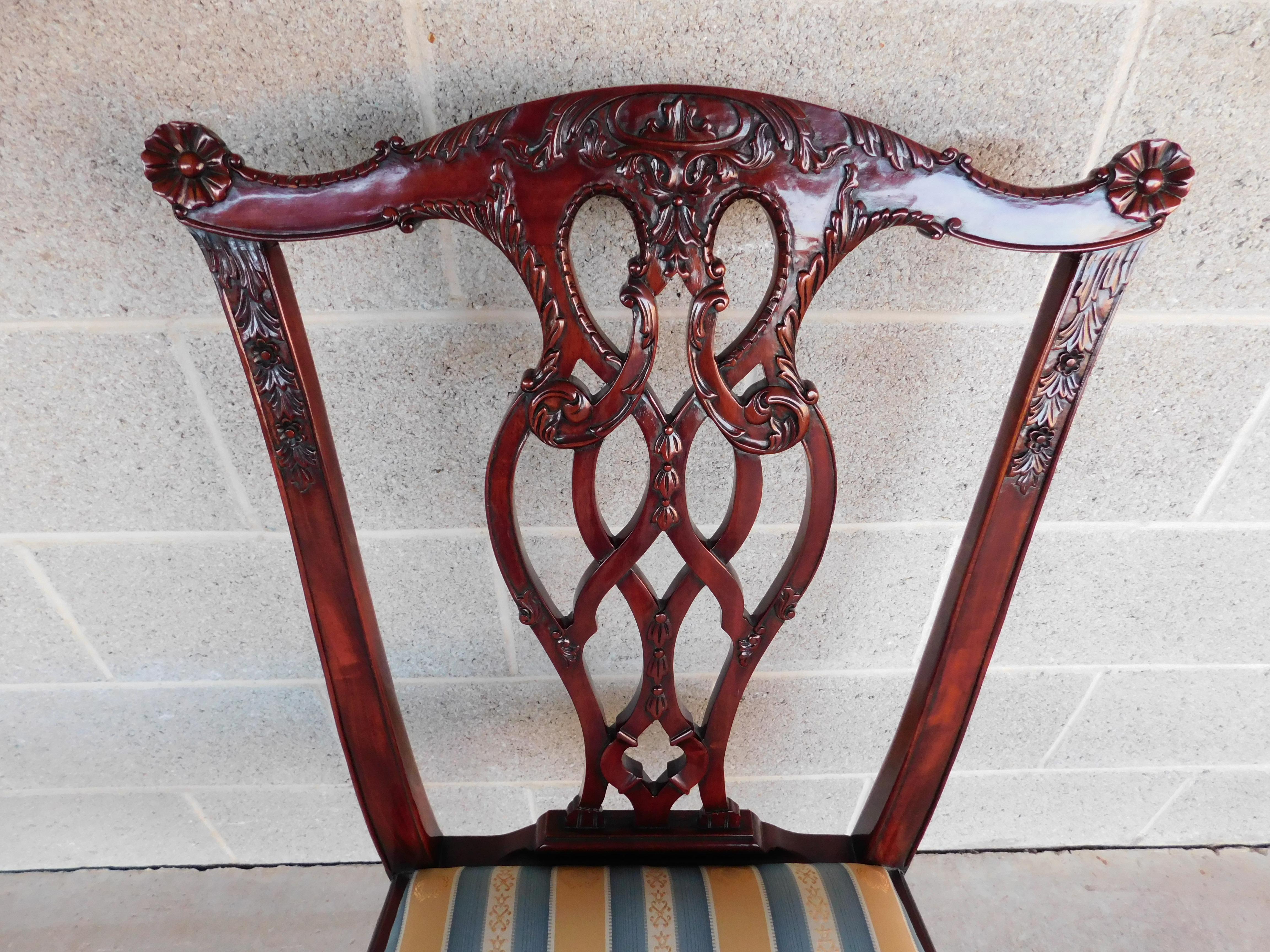 Chippendale Style Mahogany Ball & Claw Foot Set of 8 Dining Chairs 13