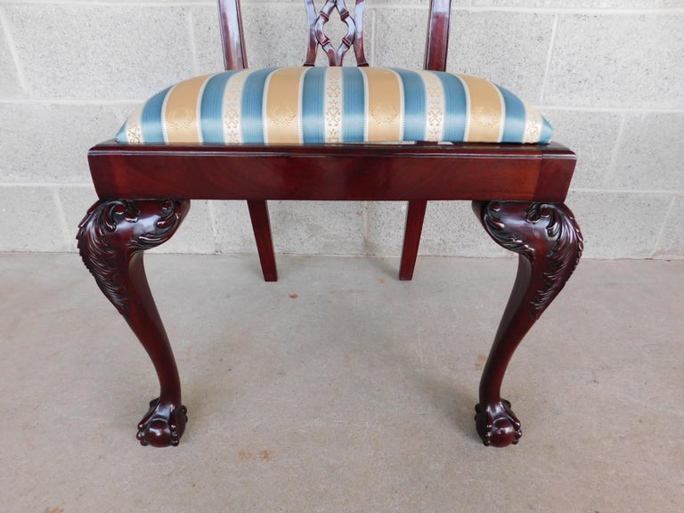 Chippendale Style Mahogany Ball and Claw Foot Set of 8 Dining Chairs For Sale at 1stDibs