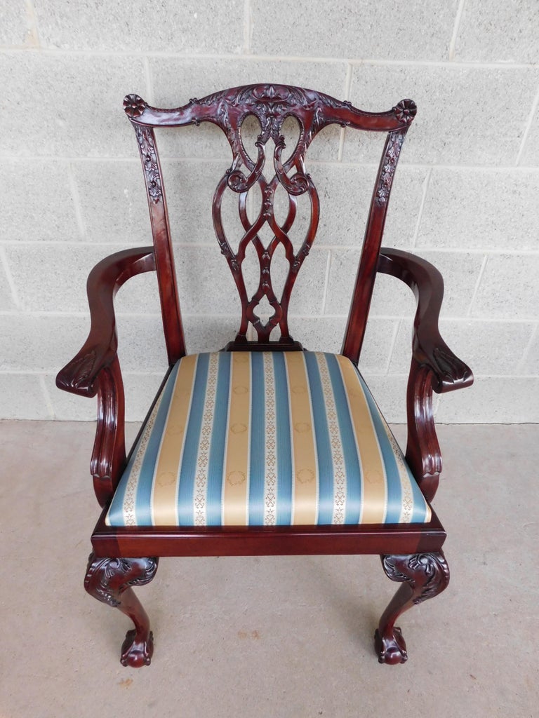 Chippendale Style Mahogany Ball and Claw Foot Set of 8 Dining Chairs For Sale at 1stDibs