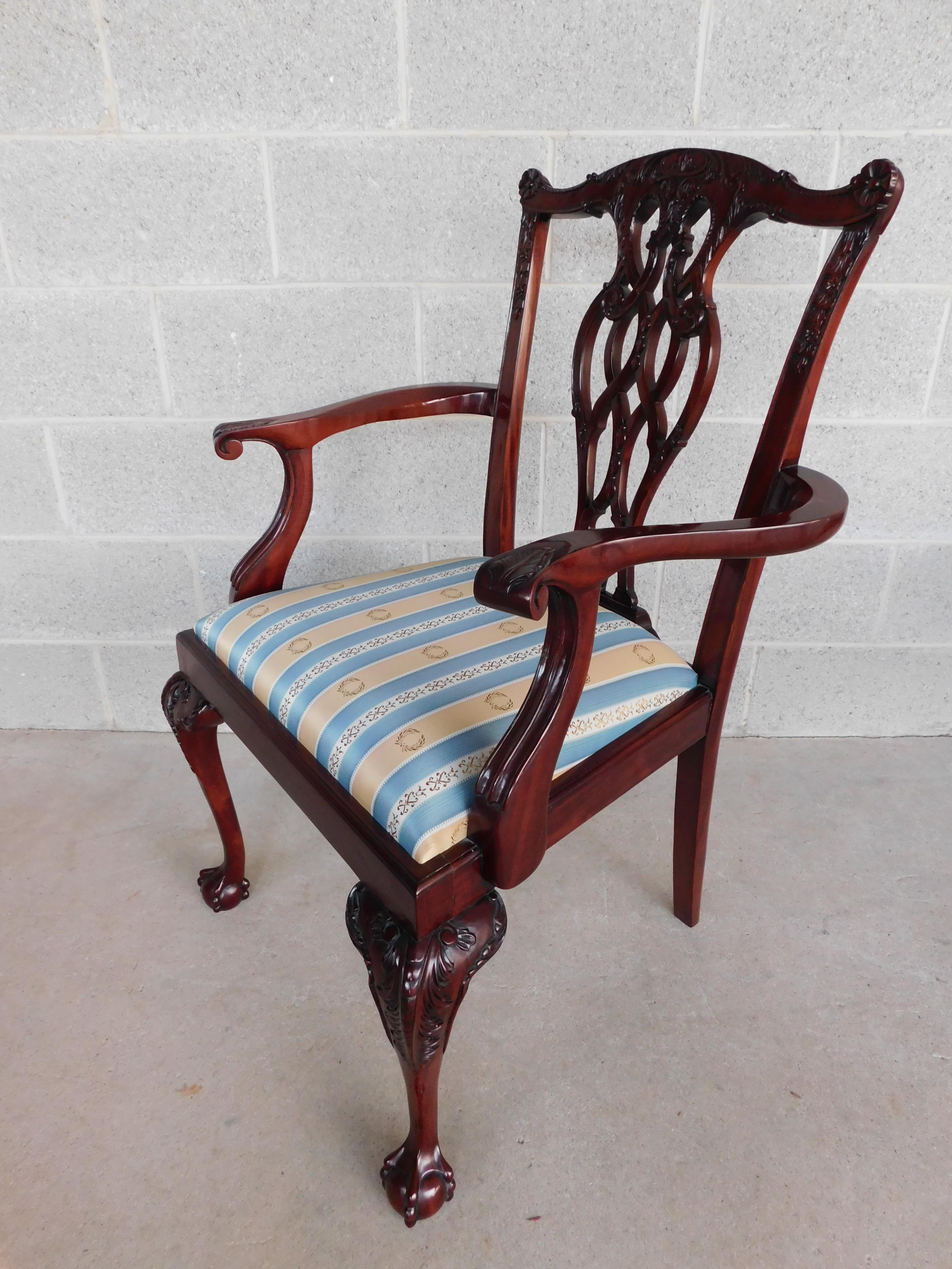 Chippendale Style Mahogany Ball & Claw Foot Set of 8 Dining Chairs 5