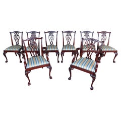 Chippendale Style Mahogany Ball & Claw Foot Set of 8 Dining Chairs