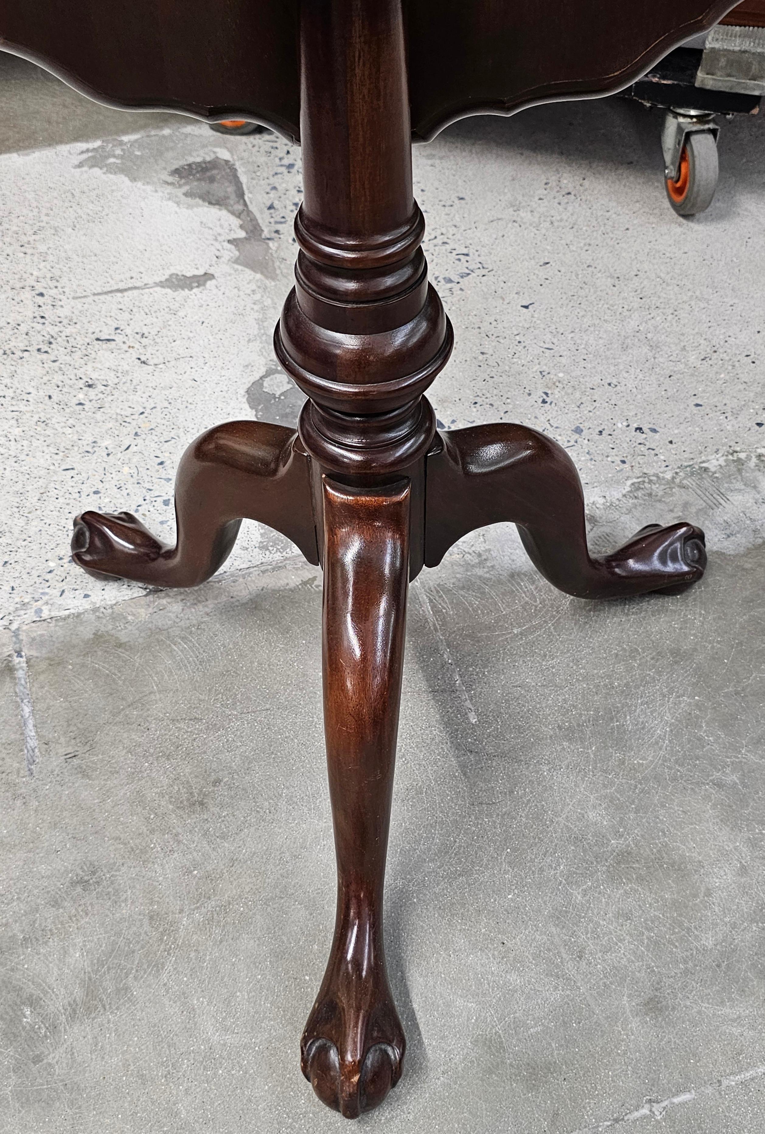 Chippendale Style Mahogany Bird Cage Spinning Tilt Top Tea Table For Sale 9