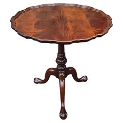 Chippendale Style Mahogany Bird Cage Spinning Tilt Top Tea Table
