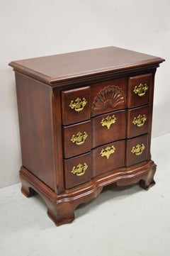 Chippendale Style Mahogany Block Front 3 Drawer Nightstand Chest Bedside Table