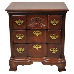 Retro Chippendale Style Mahogany Block Front 3 Drawer Nightstand Chest Bedside Table