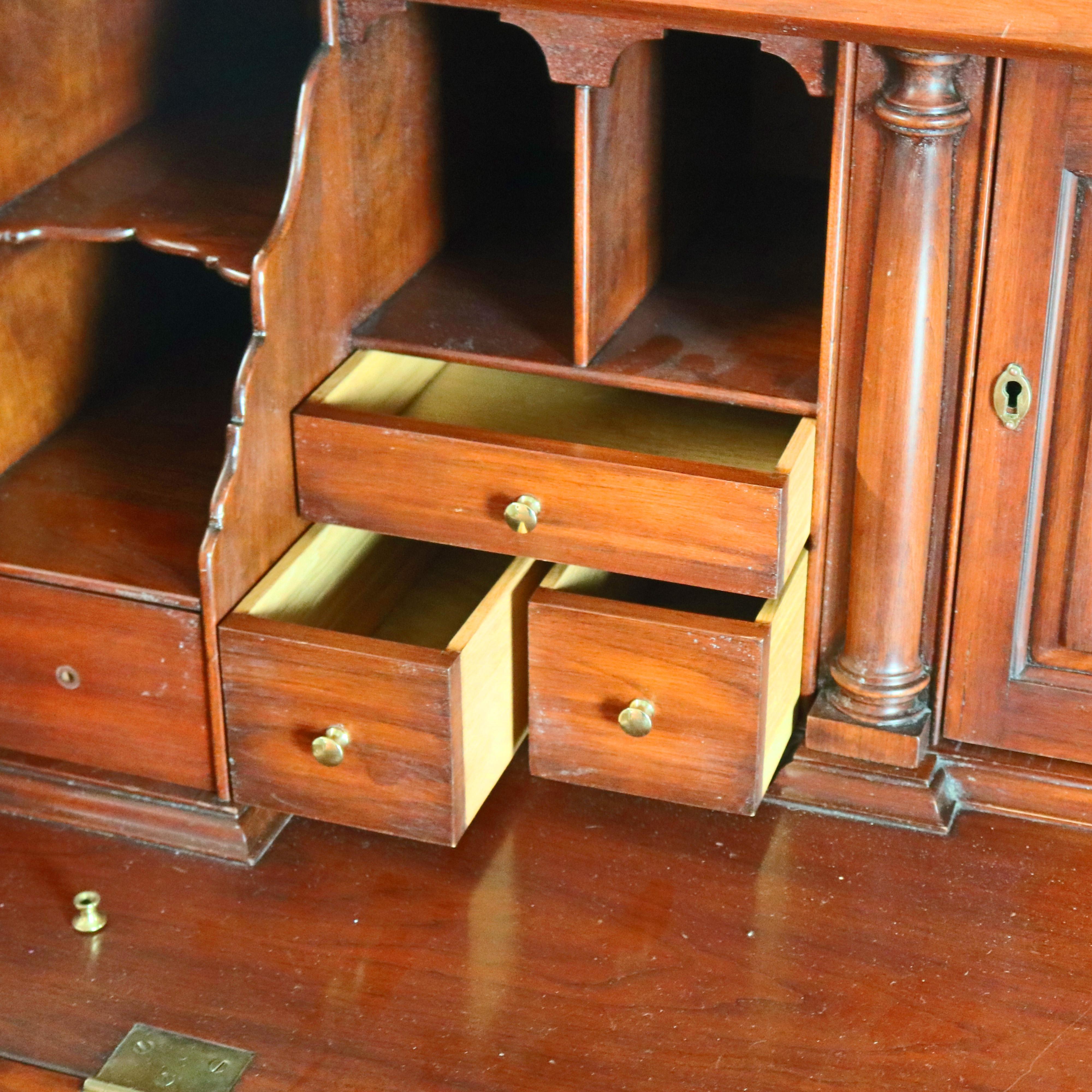 Chippendale Style Mahogany Bookcase Secretary by Henkel Harris, 20th Century 1