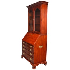 Vintage Chippendale Style Mahogany Bookcase Secretary by Henkel Harris, 20th Century