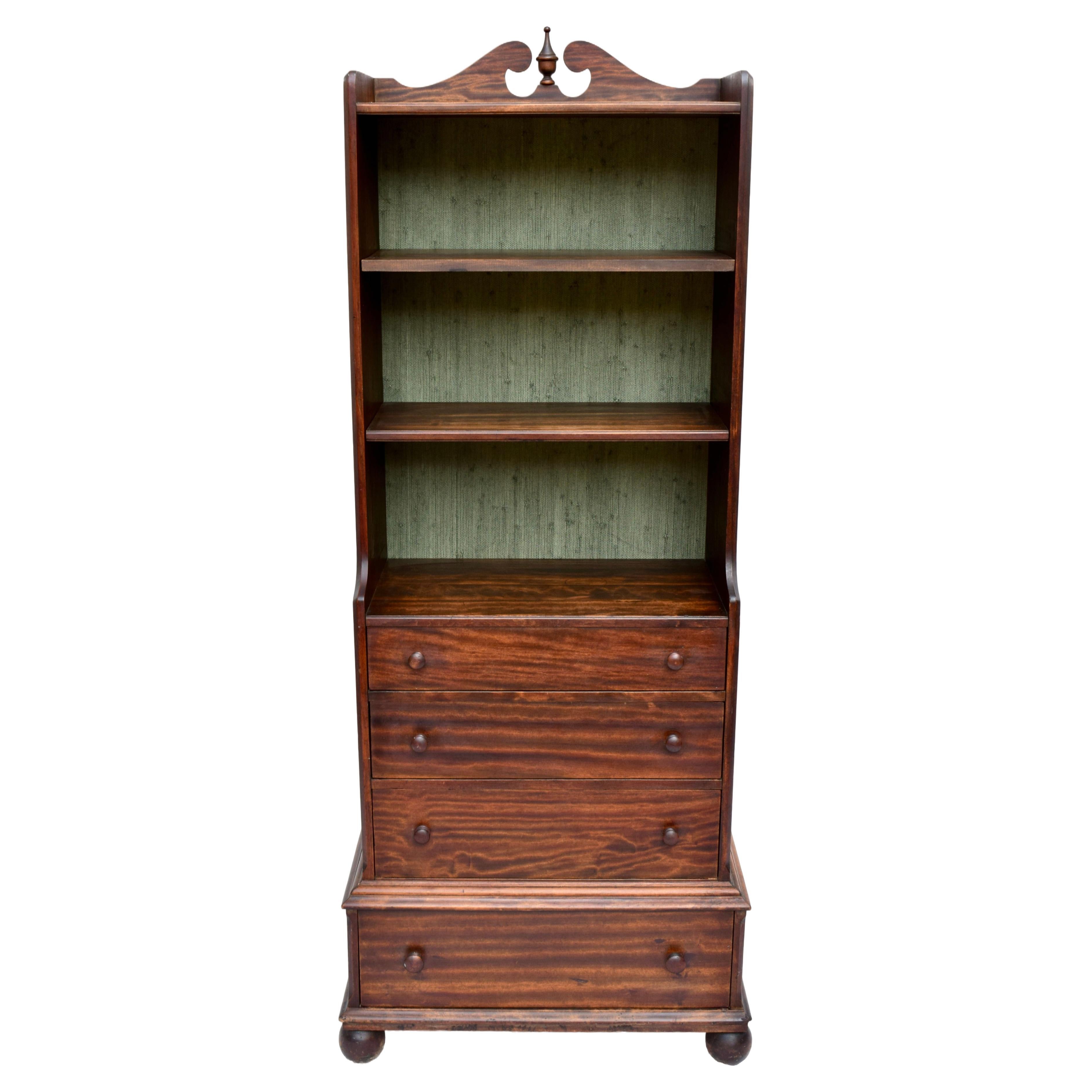 Chippendale Style Mahogany Bookcase With Cannonball Feet For Sale