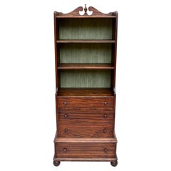 Retro Chippendale Style Mahogany Bookcase With Cannonball Feet