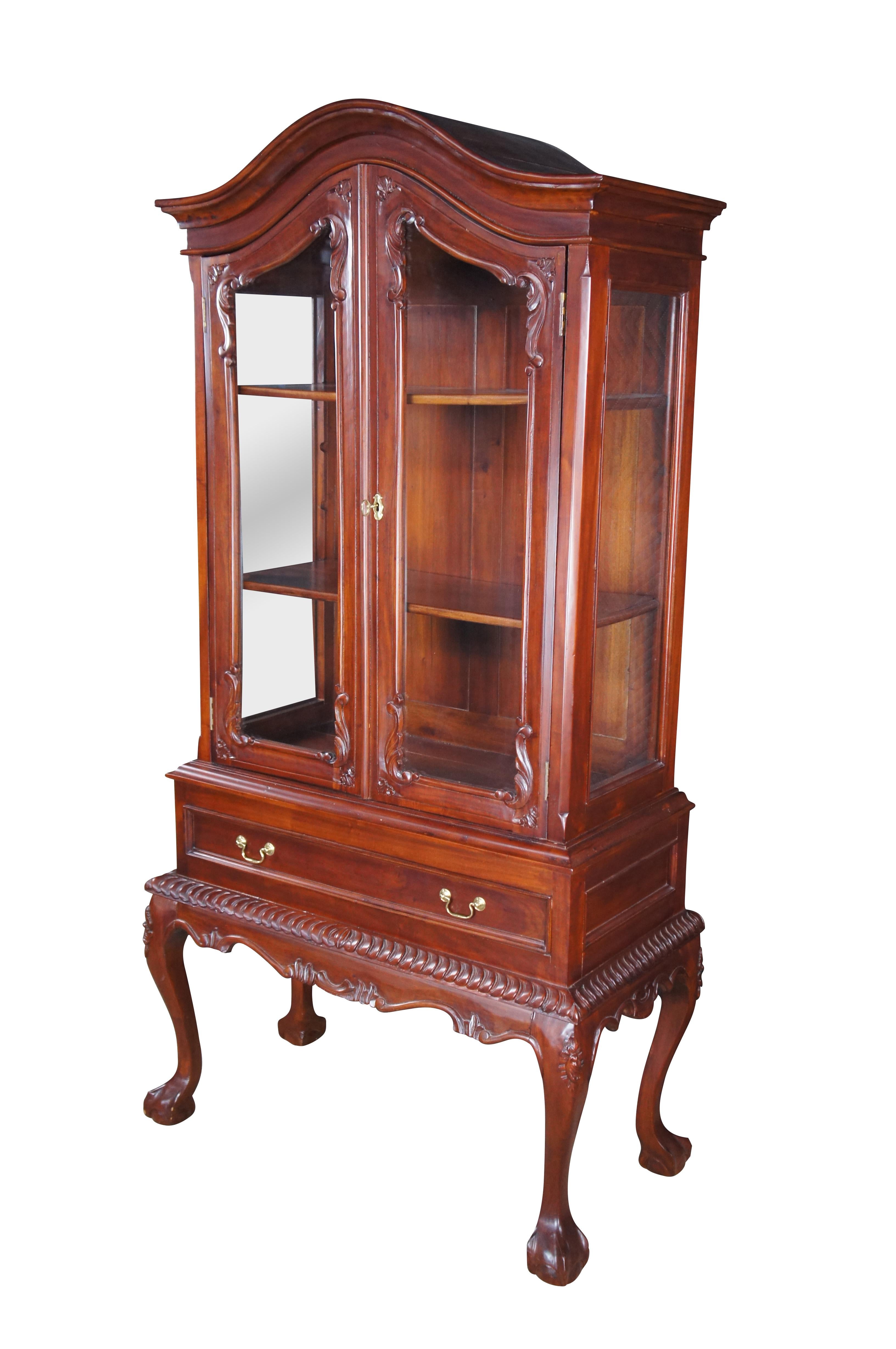 Vetrinetta per porcellane in stile Chippendale in mogano Libreria Curio Ball and Claw 76
