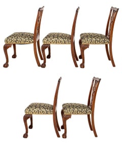 Chippendale Style Mahogany Dining Chairs Set of Five, UK, Circa 1900