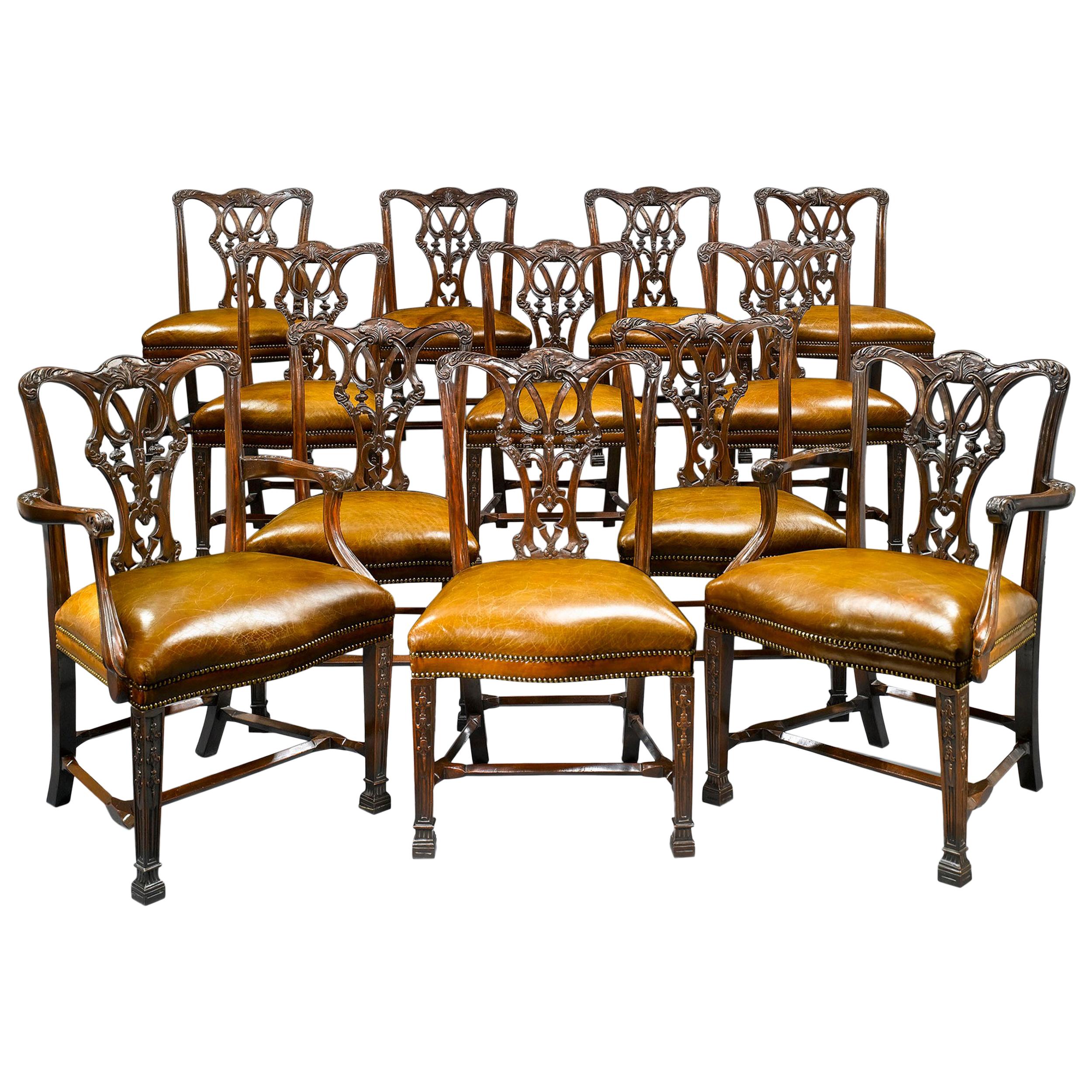 Pair of Mahogany Framed Chippendale Design Chairs For Sale at 1stDibs