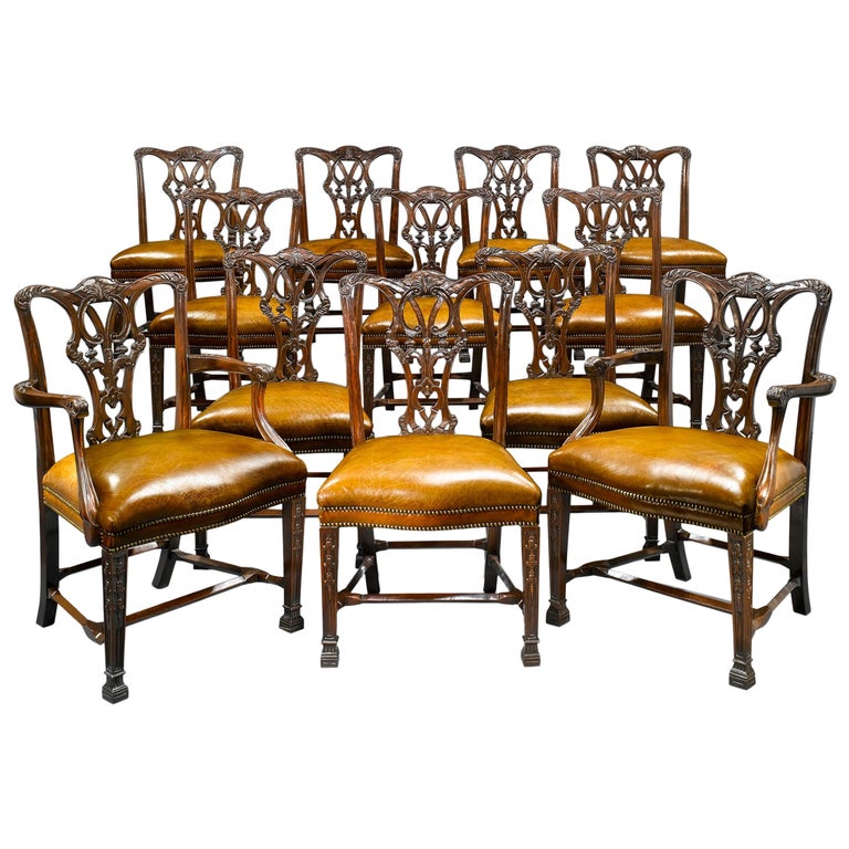 Chippendale-Style Mahogany Dining Chairs For Sale at 1stDibs