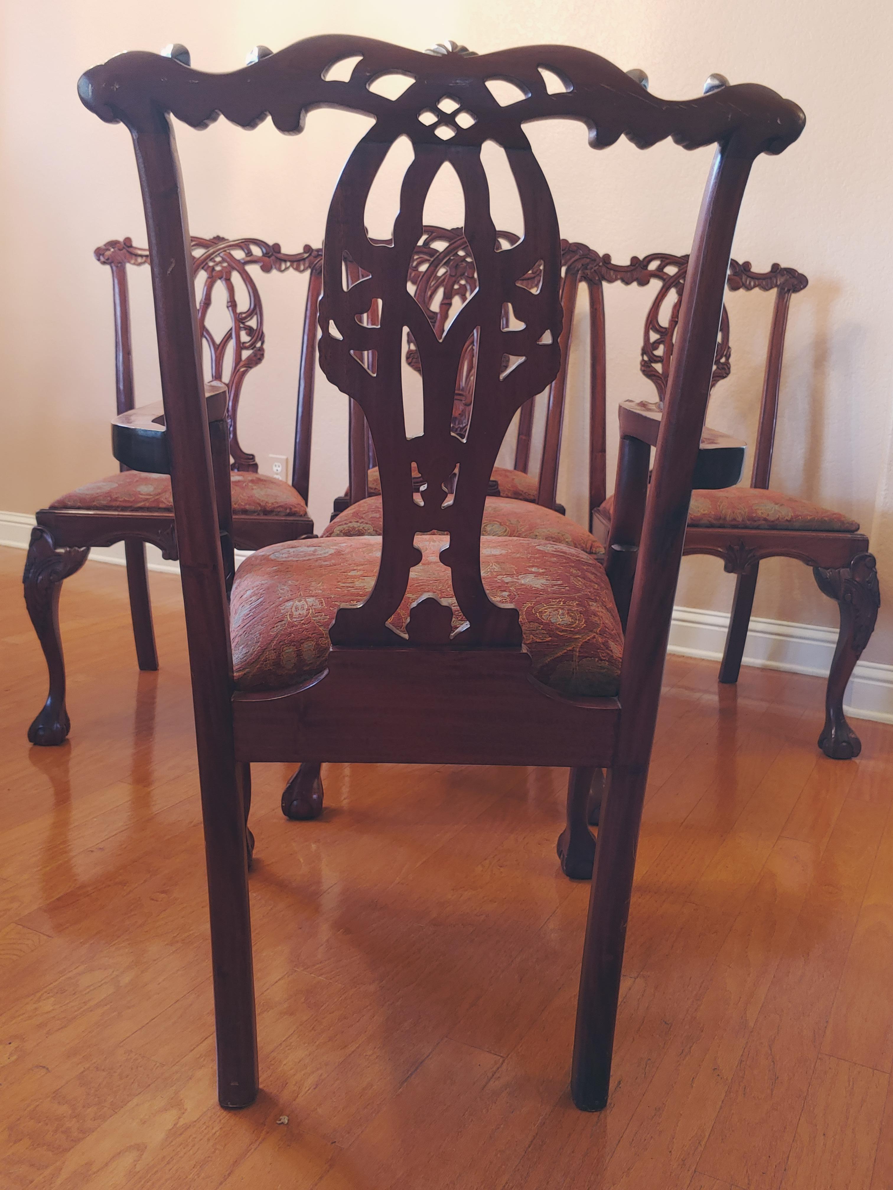 Chippendale-Style Mahogany Dining Chairs, Set of 4 In Good Condition In Austin, TX
