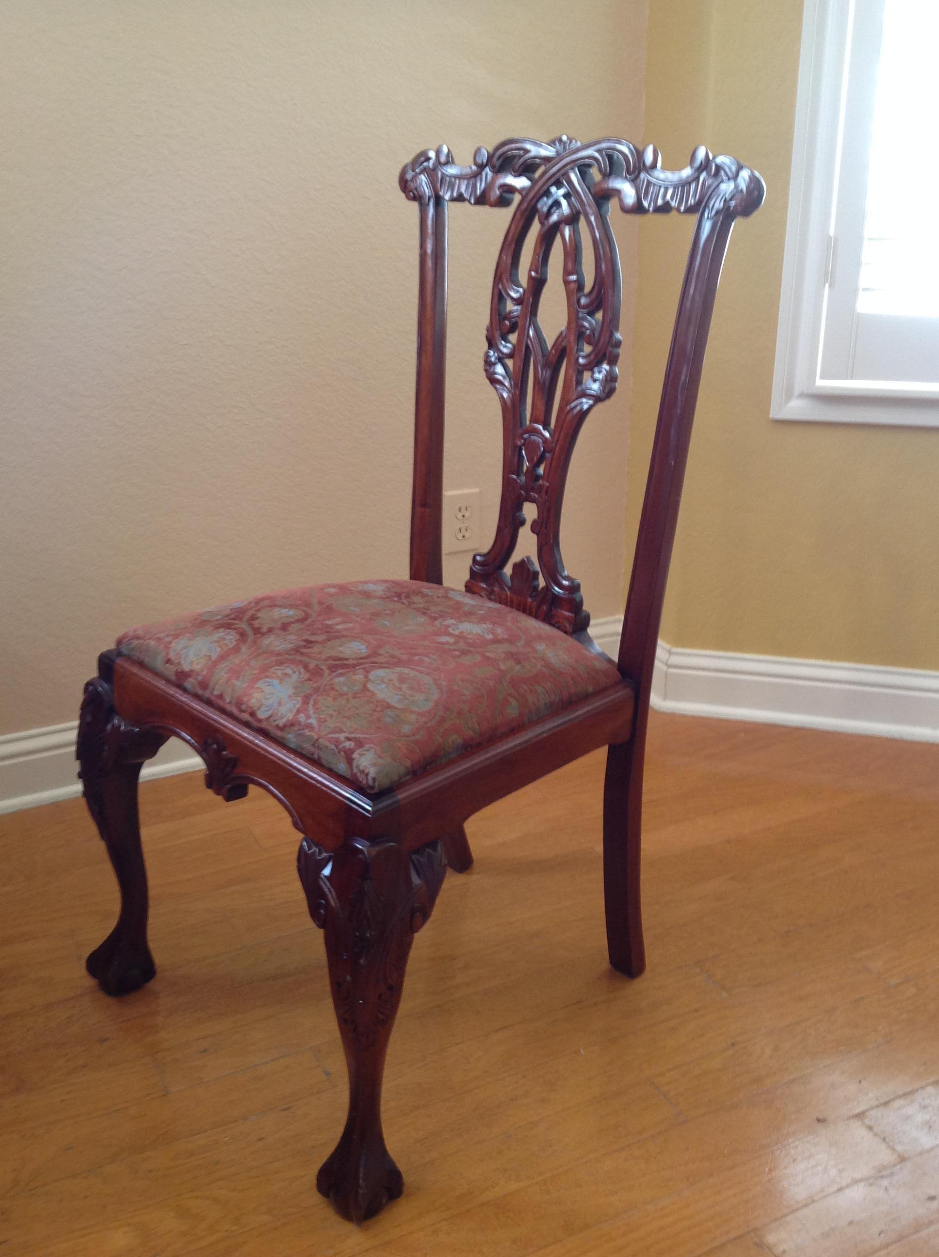 Chippendale-Style Mahogany Dining Chairs, Set of 4 1