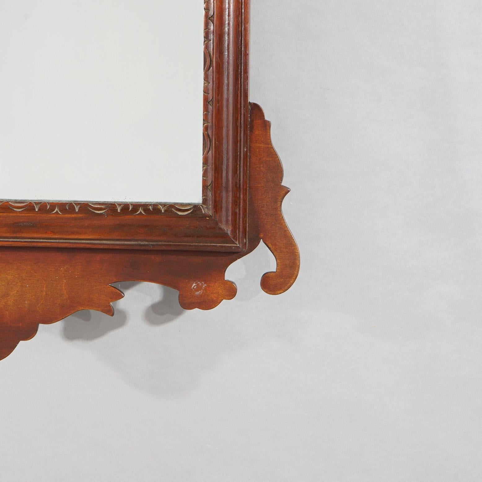 Chippendale Style Mahogany & Ebonized Cut-Out Wall Mirror by Simonds, c1940 7