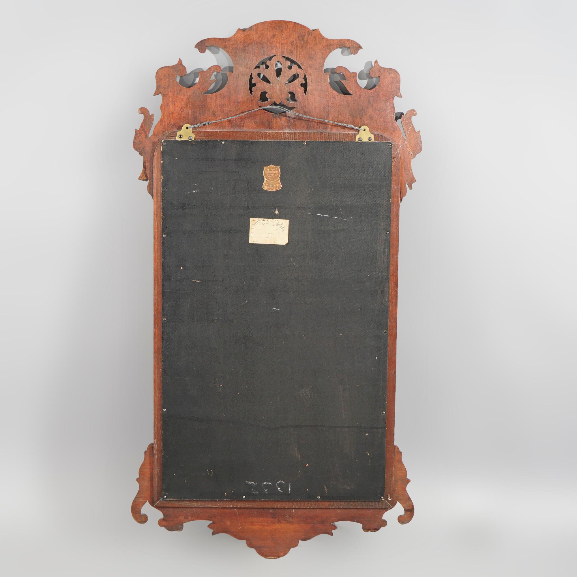 Chippendale Style Mahogany & Ebonized Cut-Out Wall Mirror by Simonds, c1940 For Sale 10
