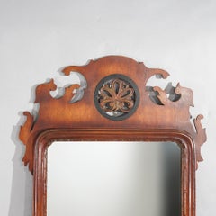 Chippendale Style Mahogany & Ebonized Cut-Out Wall Mirror by Simonds, c1940