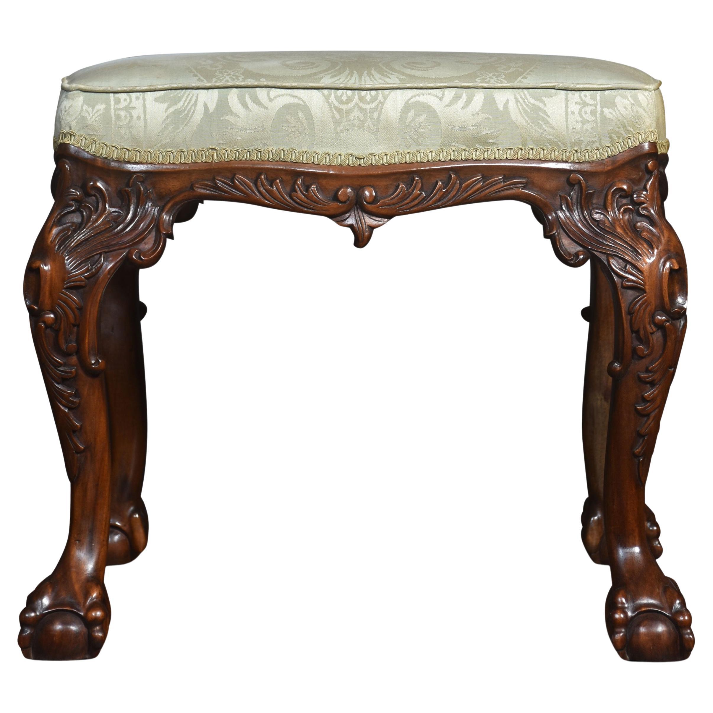 Chippendale style mahogany framed stool For Sale