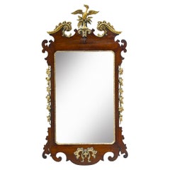 Chippendale Style Mahogany & Giltwood Mirror with Eagle Crest