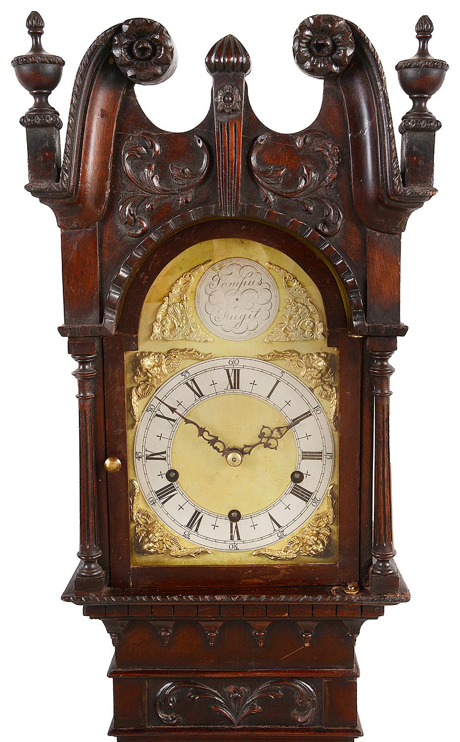 English Chippendale Style Mahogany Grandmother Clock