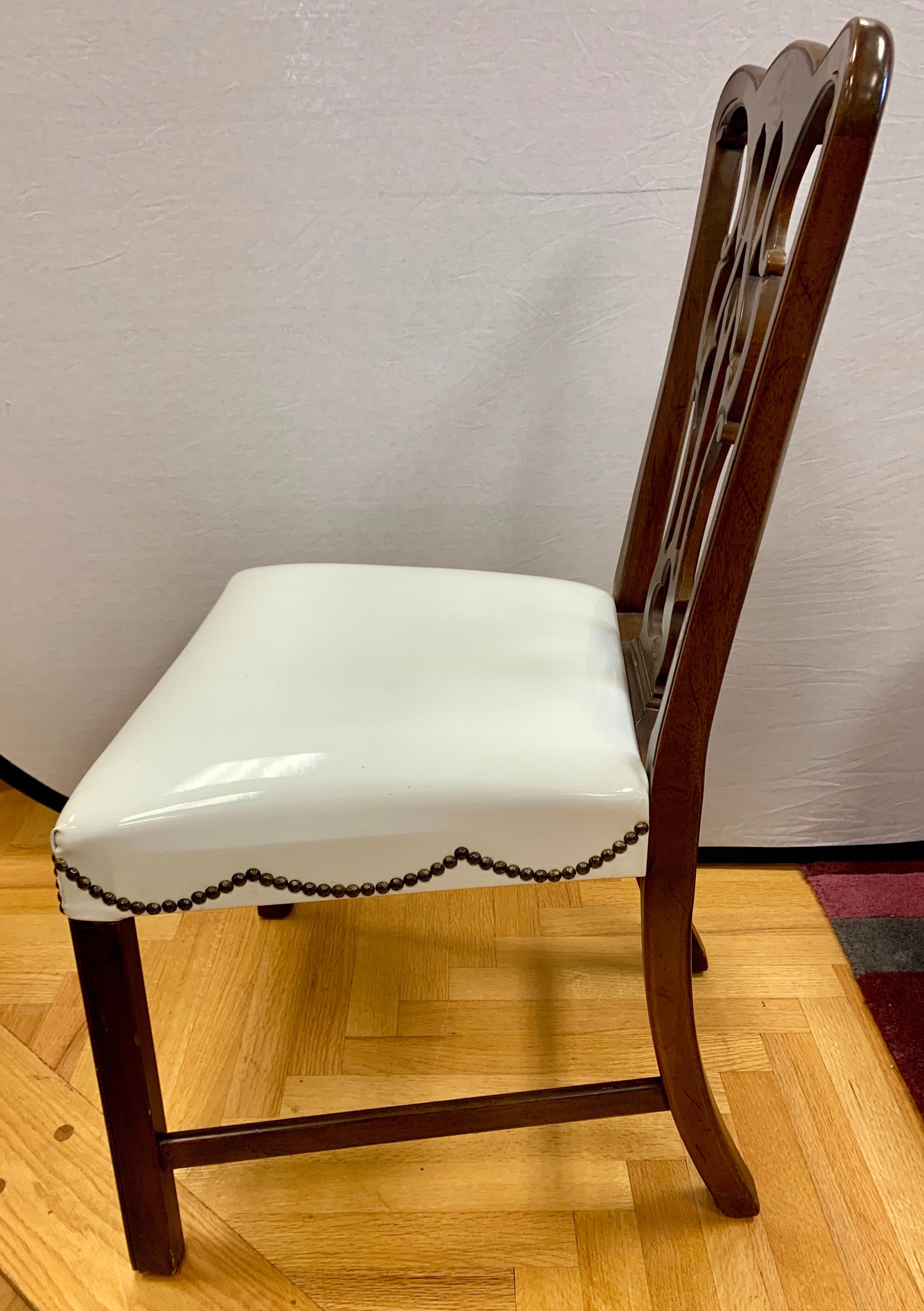 20th Century Chippendale Style Mahogany Inlay 7 Pieces Dining Set, Table 6 Chairs