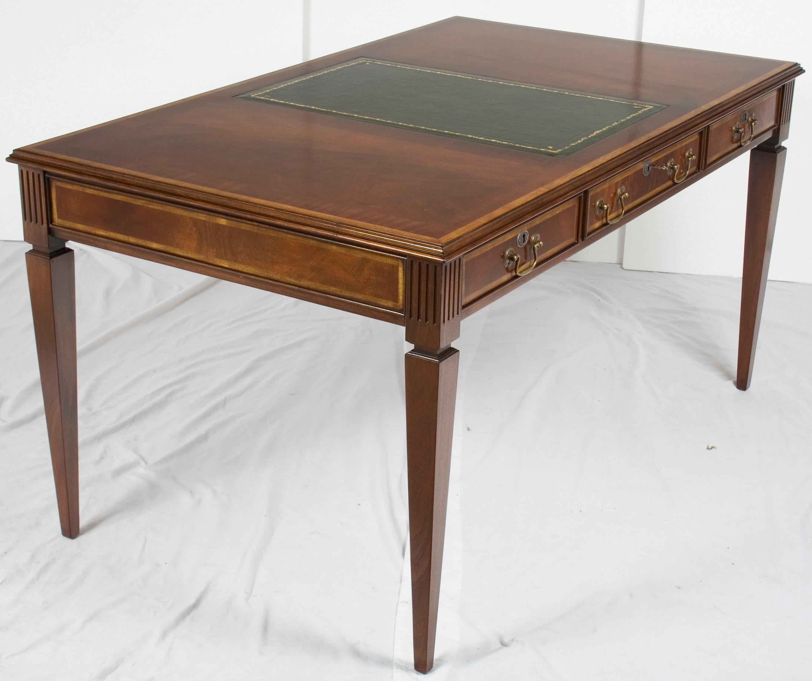Chippendale Style Mahogany Leather Top Writing Desk Library Table at ...