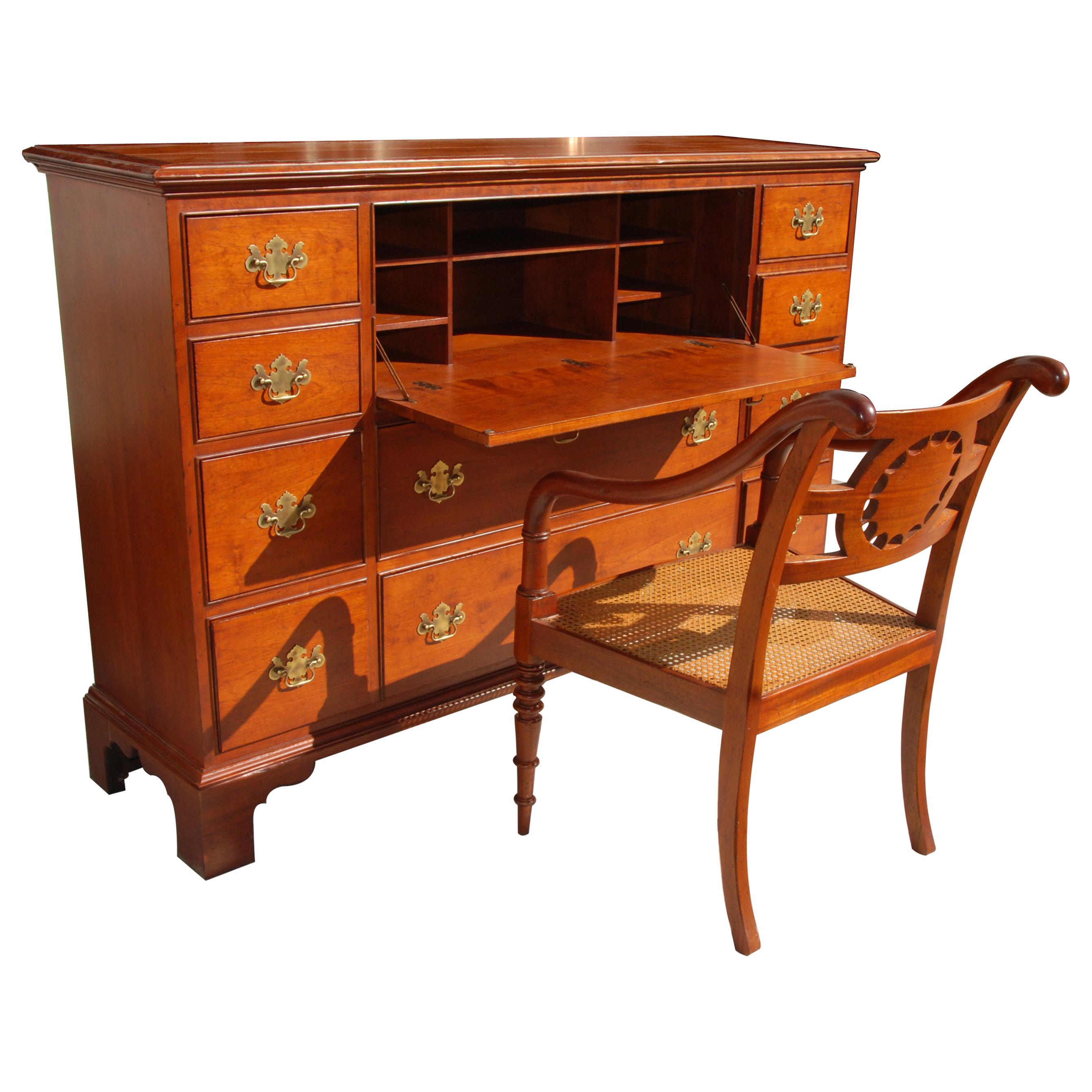 Chippendale Style Mahogany Secretary Desk by Baker