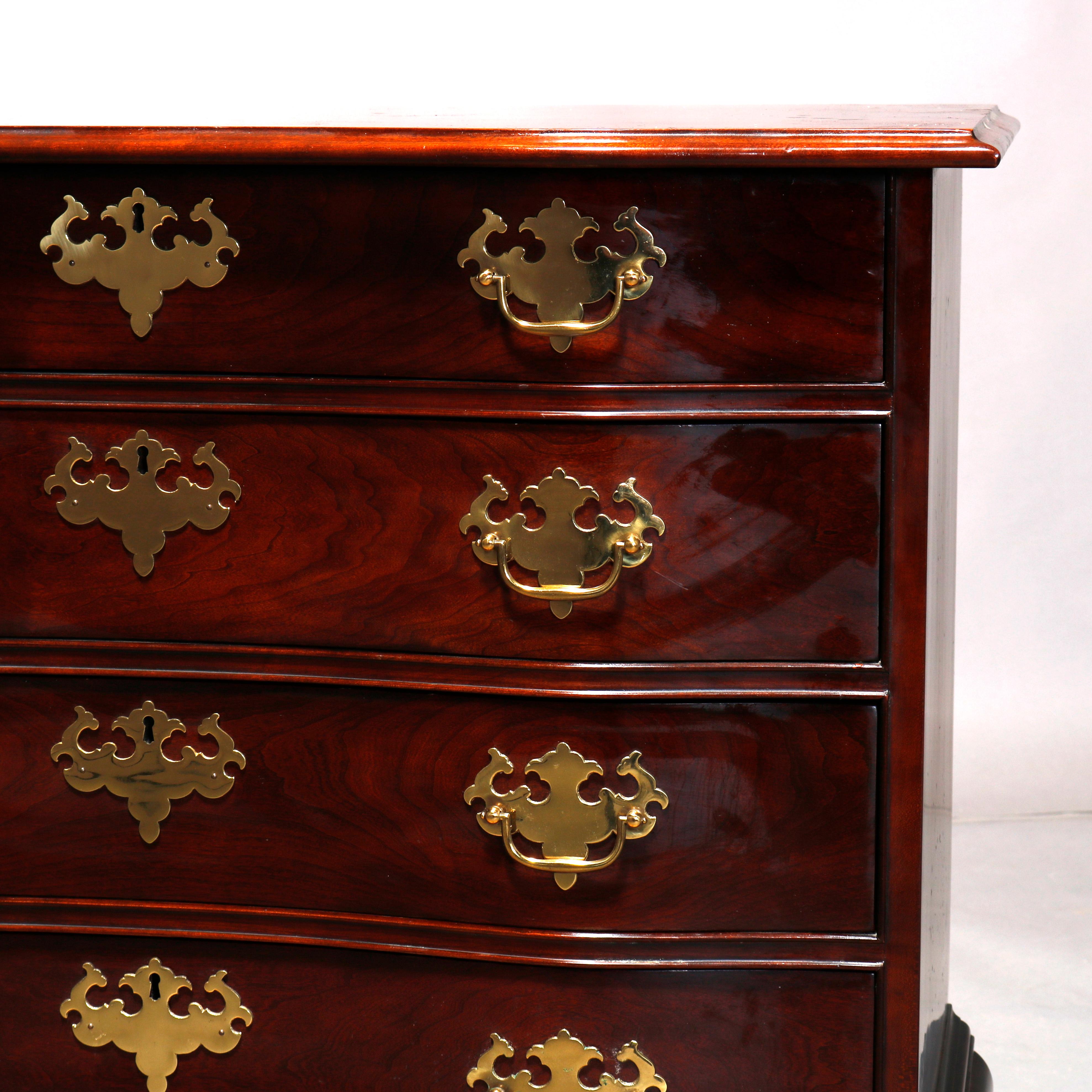 Carved Chippendale Style Mahogany Serpentine Chest By Stratton Private Collection, 20thC