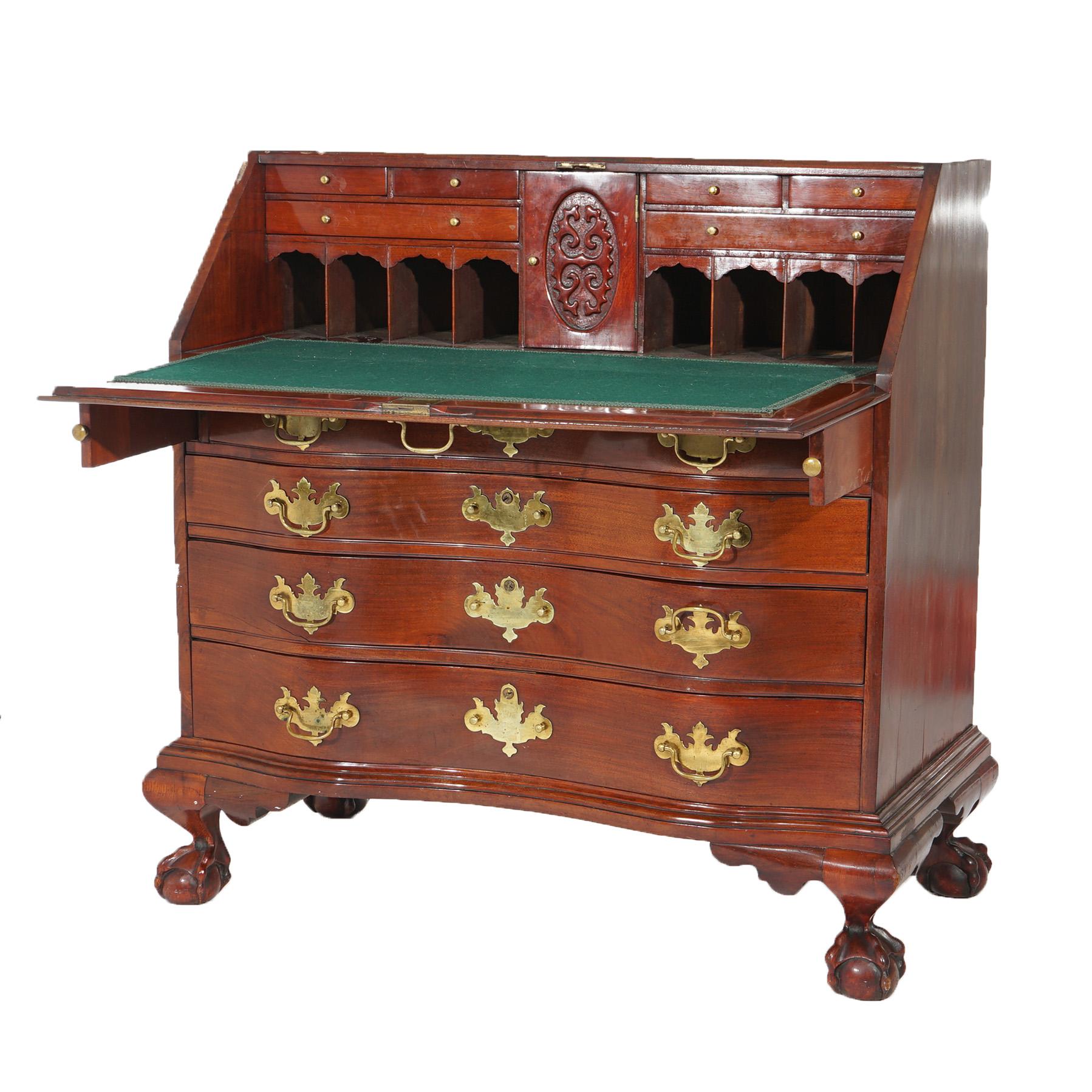 20th Century Chippendale Style Mahogany Serpentine Drop-Front Desk by Century, 20th C For Sale