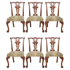 Chippendale Style Mahogany Side Chairs, ca. 1900, Set of 6