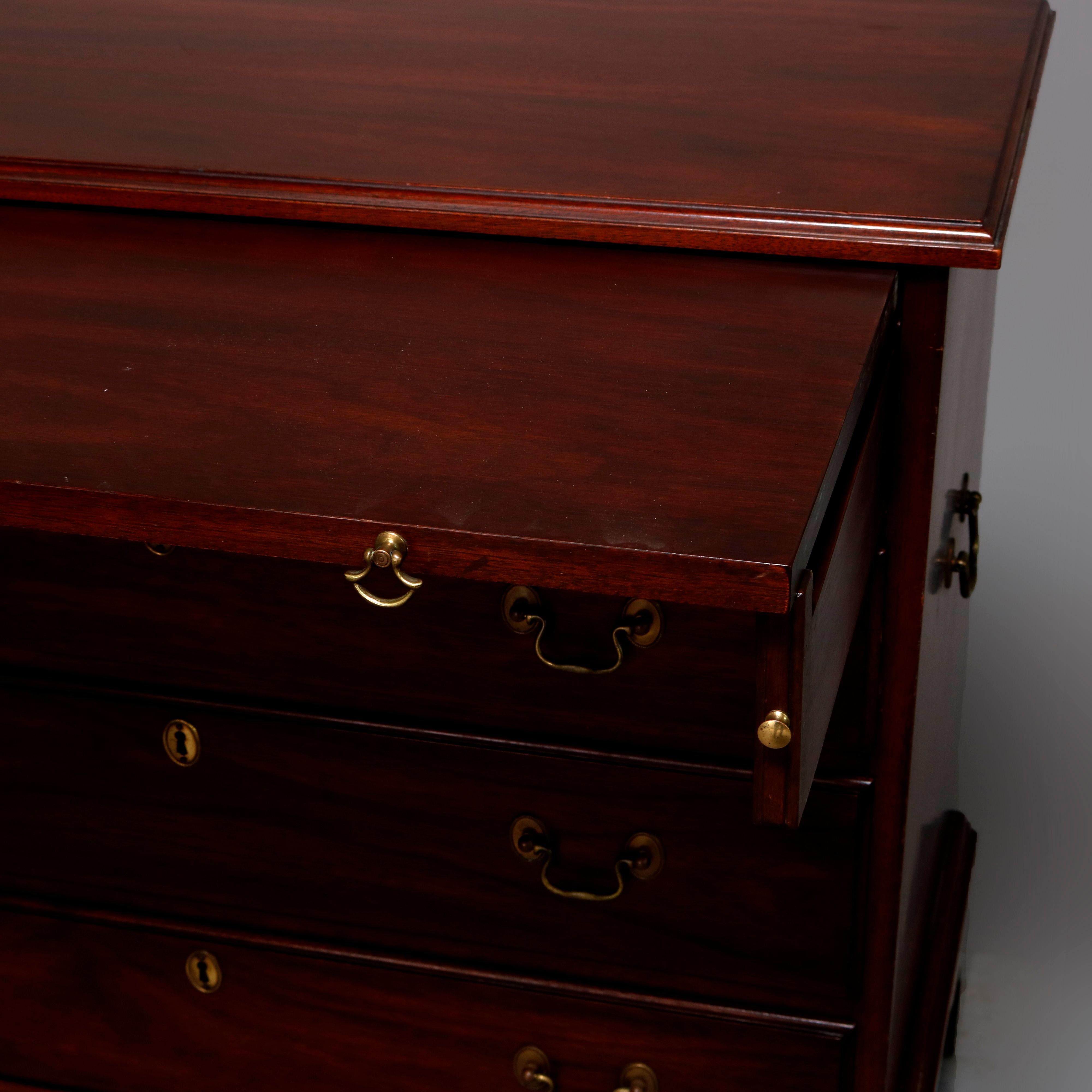 Brass Chippendale Style Mahogany Silver Chest by Henkel Harris, 20th Century