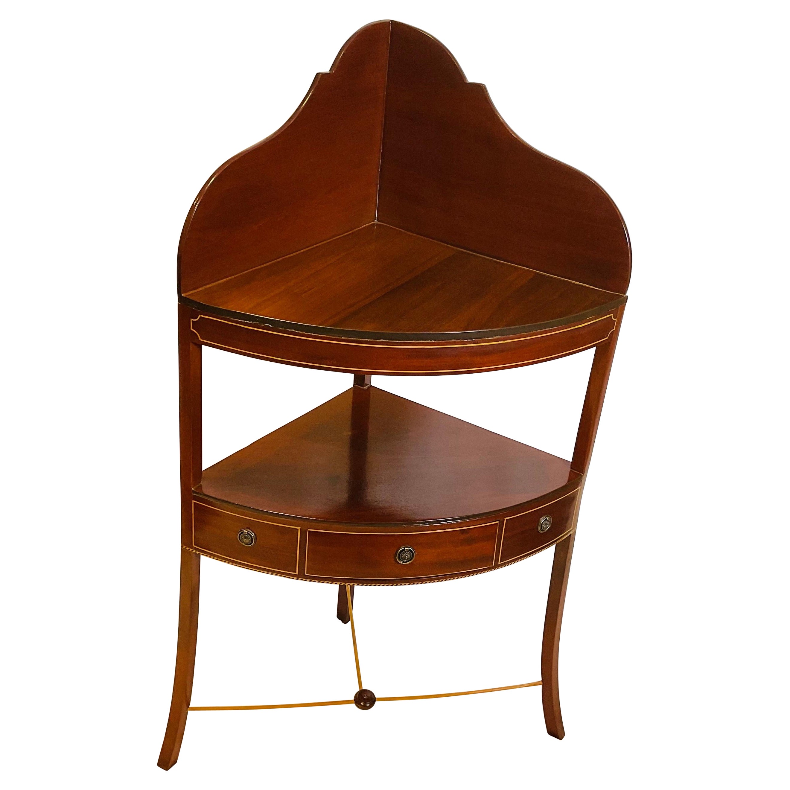 Chippendale style Mahogany Single drawer corner stand For Sale