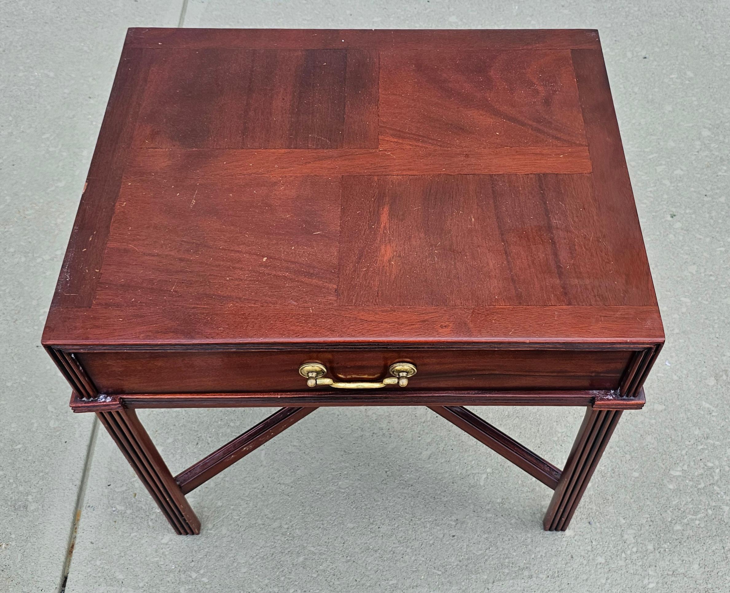 A Chippendale Style Mahogany Single Drawer Side Table with stretcher joined legs.
Measures 24.5