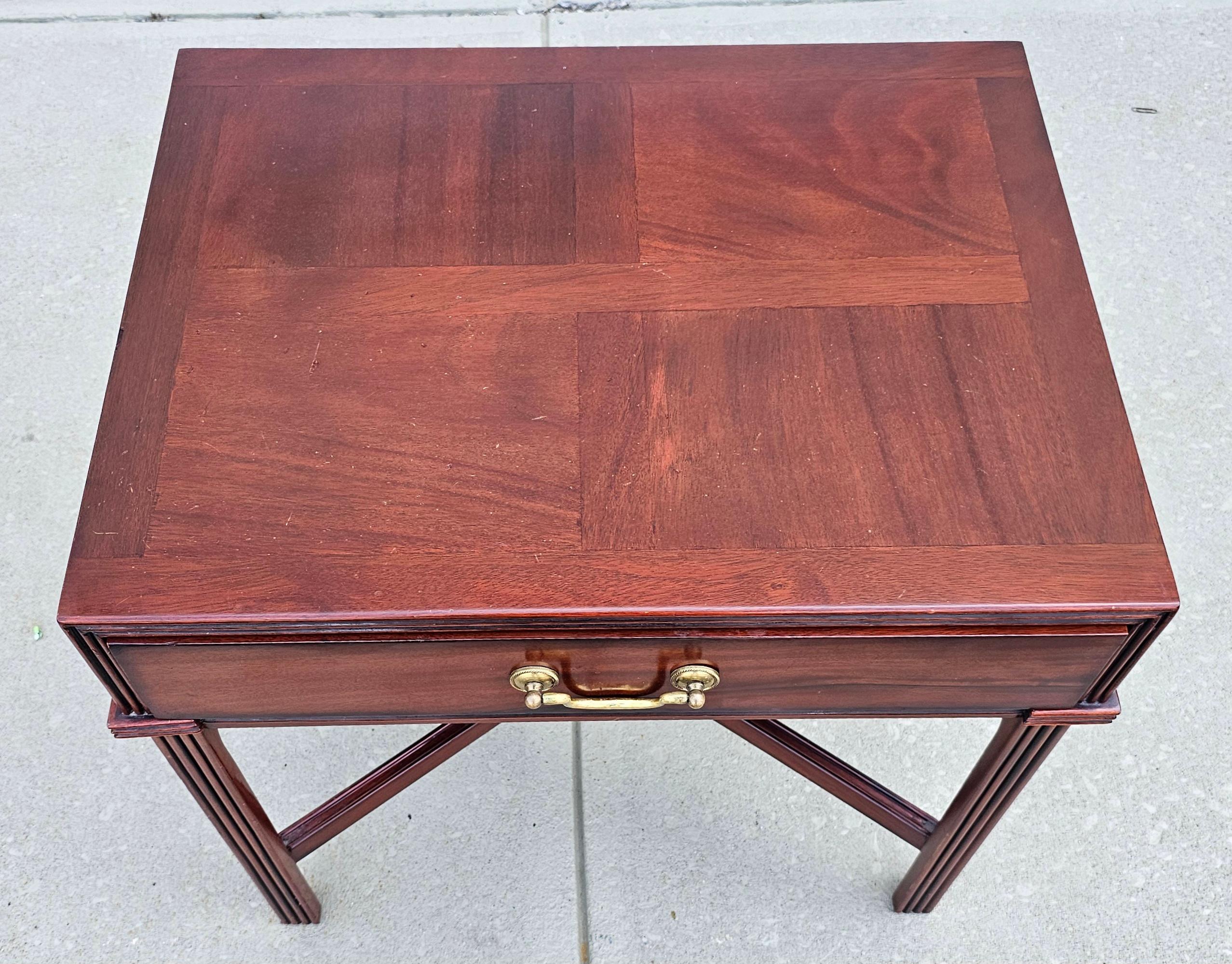Stained Chippendale Style Mahogany Single Drawer Side Table For Sale