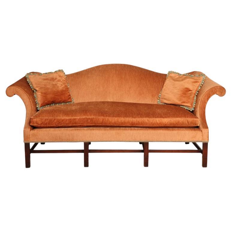 Chippendale Style Wood & Hogan Mahogany Sofa with 80% Down 20% Feather Cushion For Sale