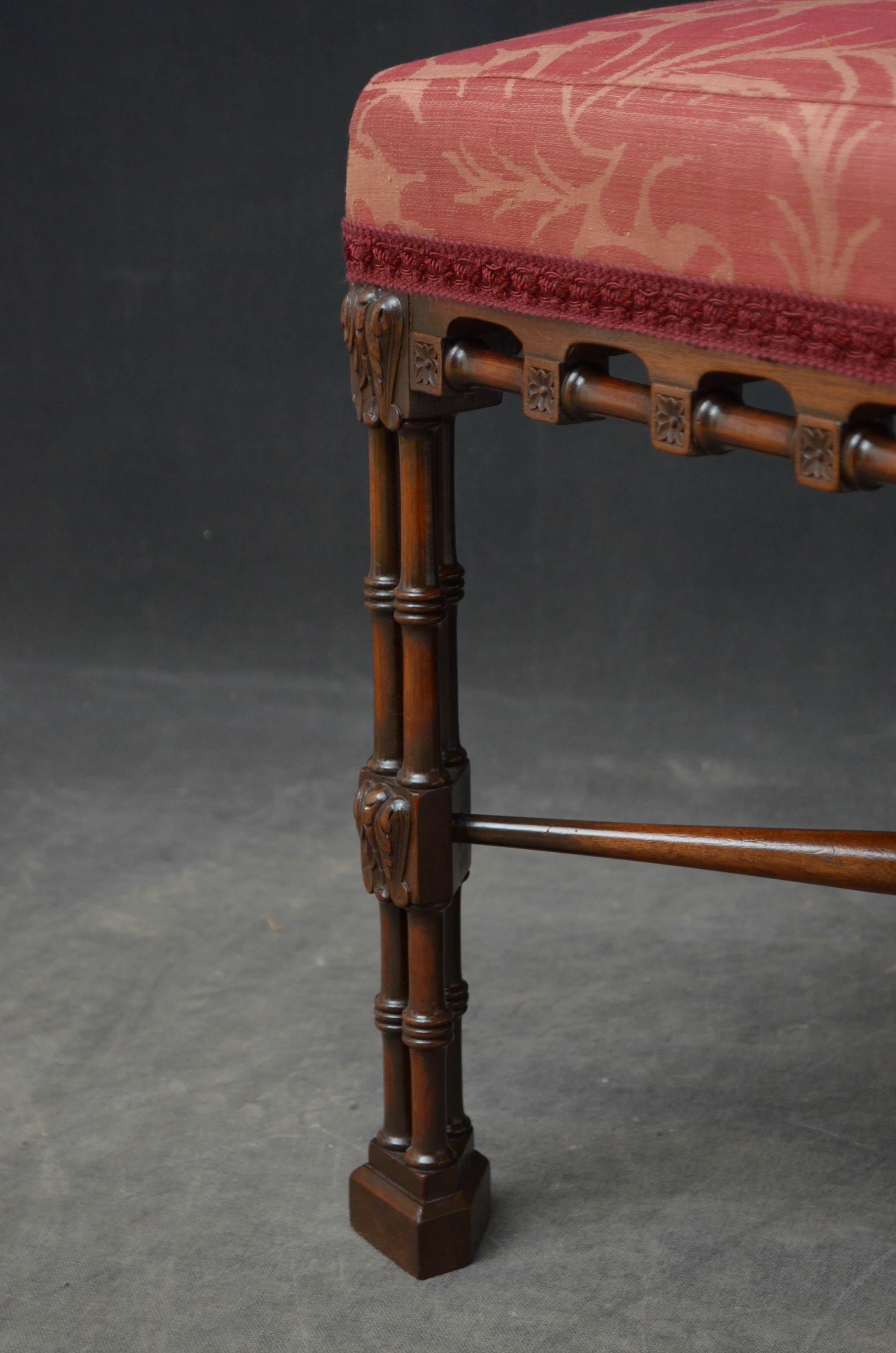 Chippendale Style Mahogany Stool 6