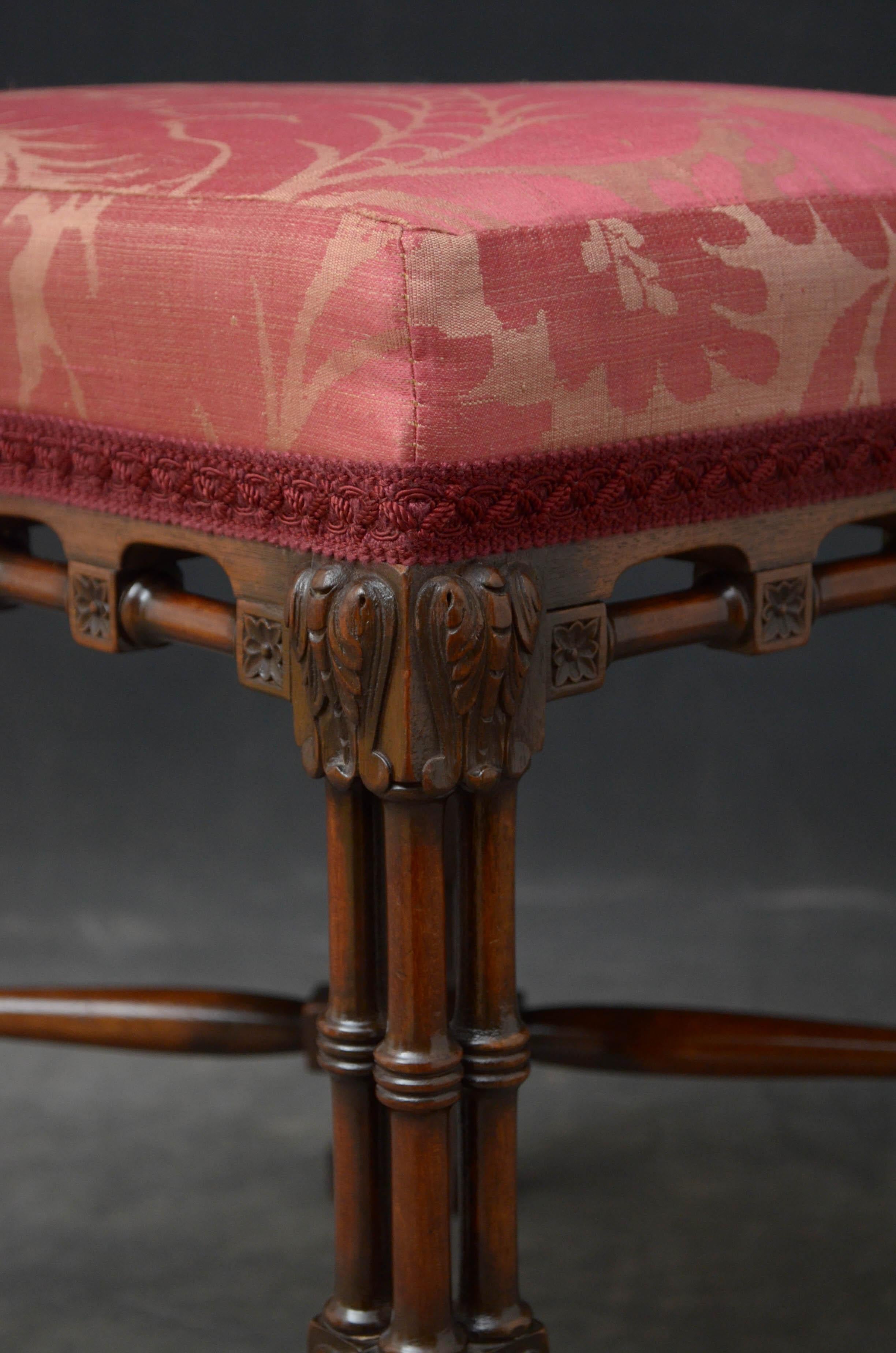 Late 19th Century Chippendale Style Mahogany Stool