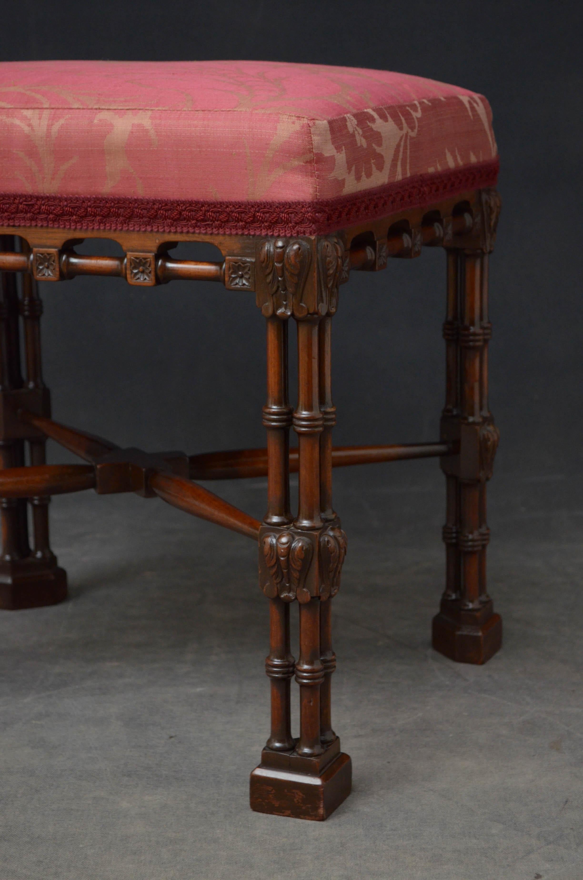 Chippendale Style Mahogany Stool 4