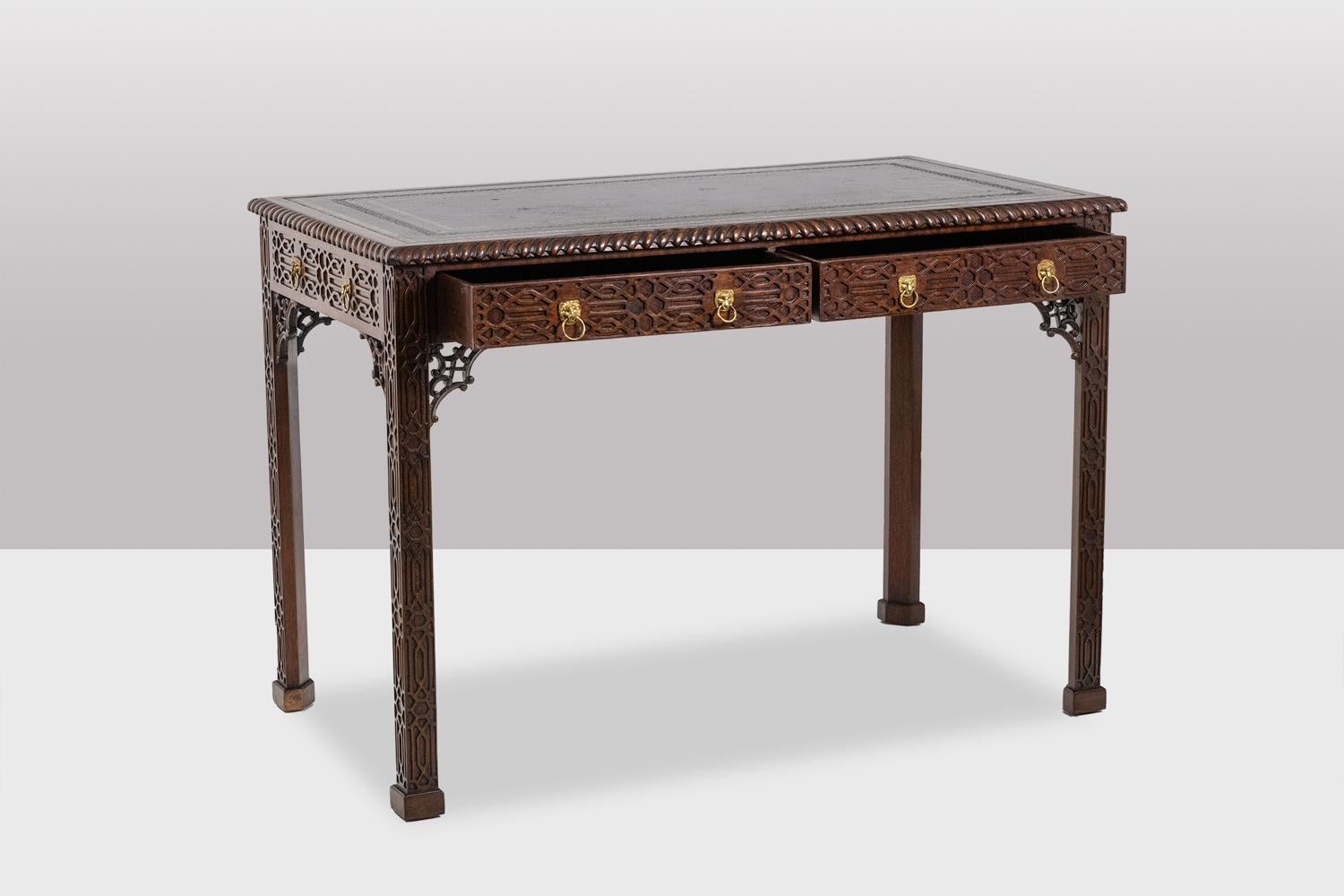 English Chippendale-style mahogany table, or desk. Circa 1950. LS5932456G For Sale
