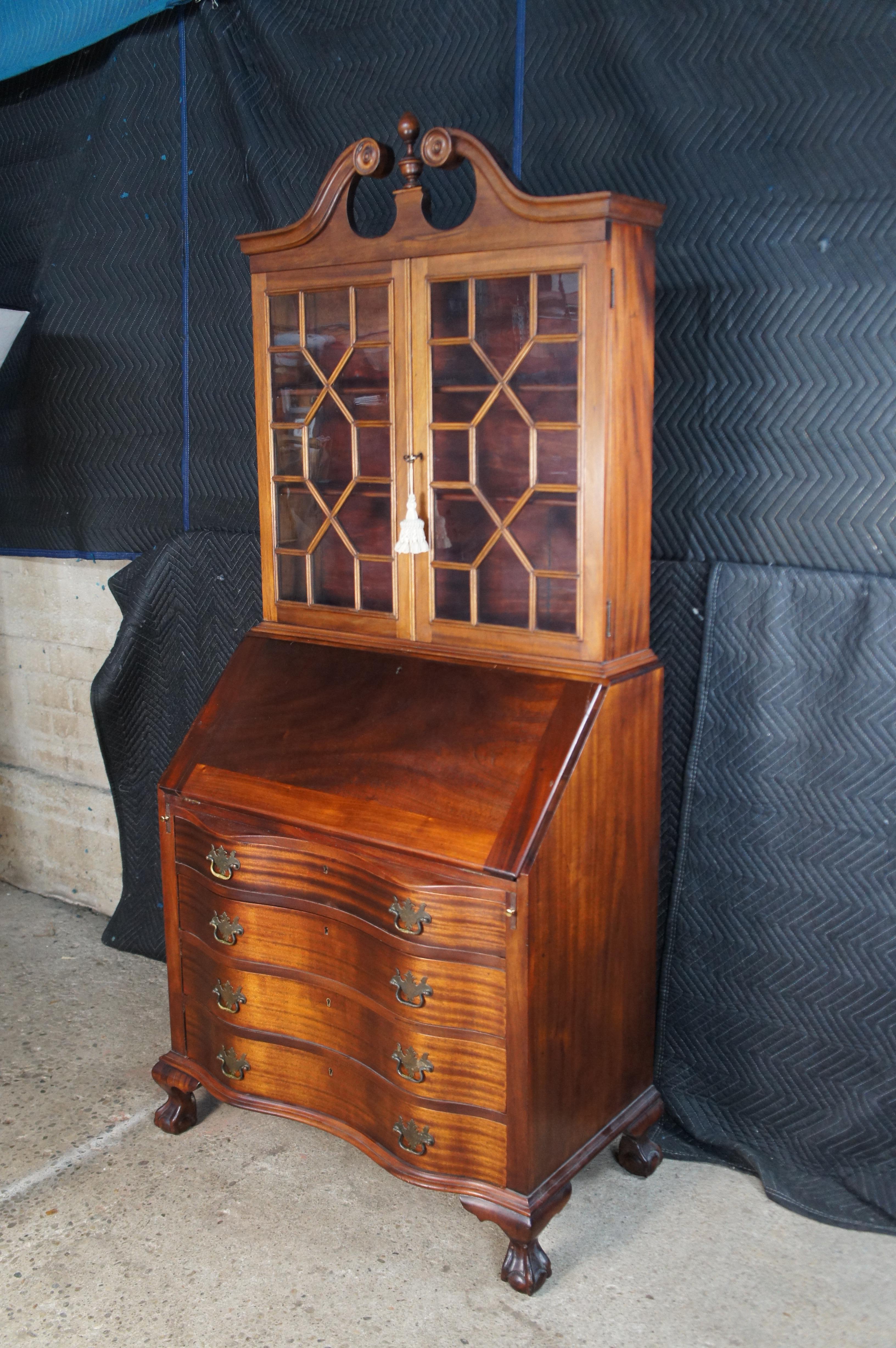 Chippendale Stil Mahagoni Winthrop Sekretär Schreibtisch Bücherregal Bureau 84