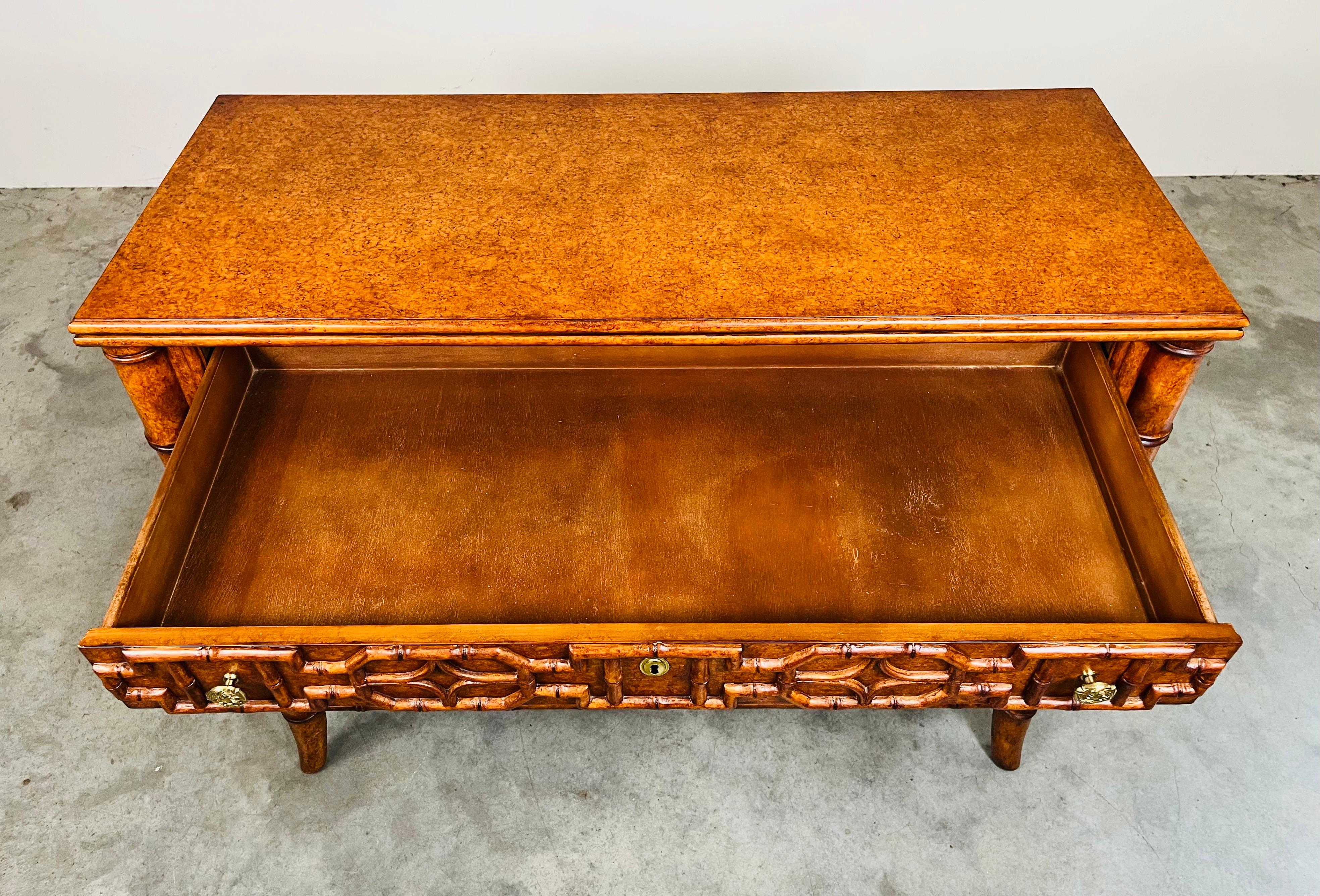 Chippendale Style Maitland Smith Faux Bamboo Buffet-Server For Sale 2