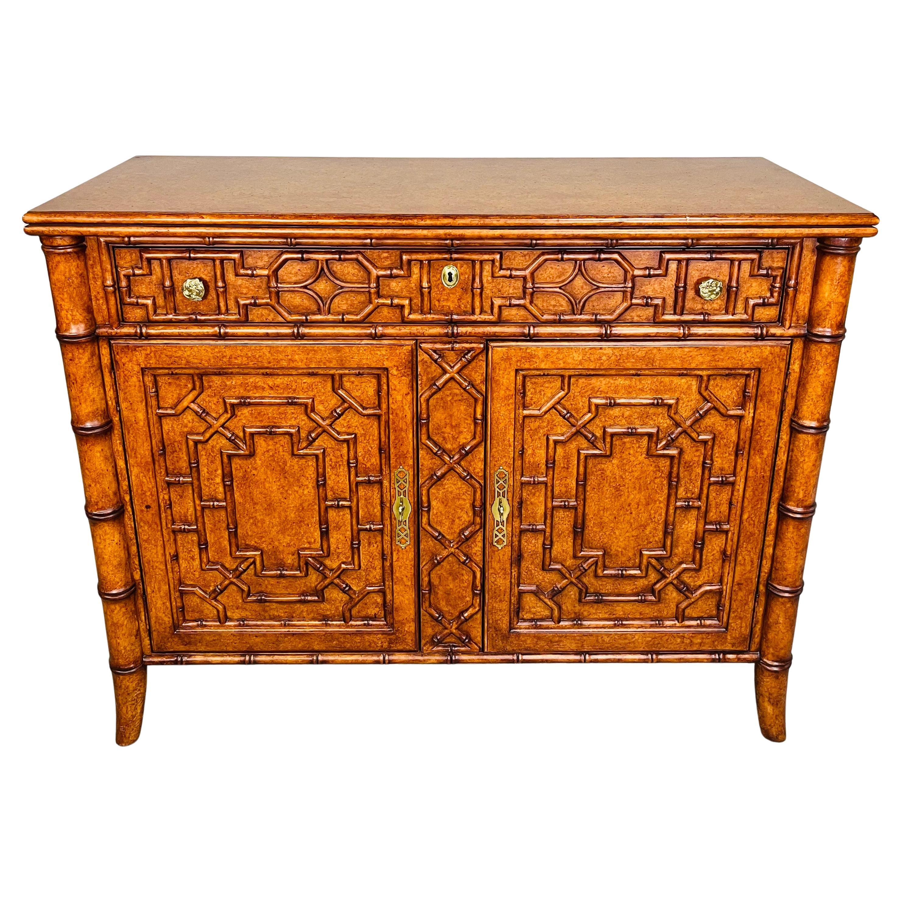 Chippendale Style Maitland Smith Faux Bamboo Buffet-Server For Sale